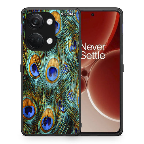 Θήκη OnePlus Nord 3 Real Peacock Feathers από τη Smartfits με σχέδιο στο πίσω μέρος και μαύρο περίβλημα | OnePlus Nord 3 Real Peacock Feathers case with colorful back and black bezels