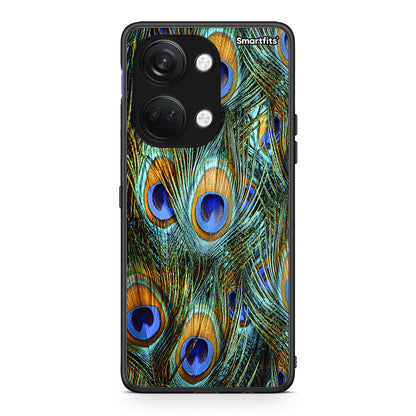 OnePlus Nord 3 Real Peacock Feathers θήκη από τη Smartfits με σχέδιο στο πίσω μέρος και μαύρο περίβλημα | Smartphone case with colorful back and black bezels by Smartfits