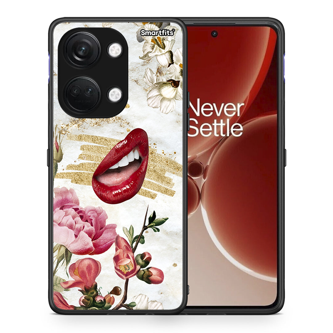 Θήκη OnePlus Nord 3 Red Lips από τη Smartfits με σχέδιο στο πίσω μέρος και μαύρο περίβλημα | OnePlus Nord 3 Red Lips case with colorful back and black bezels