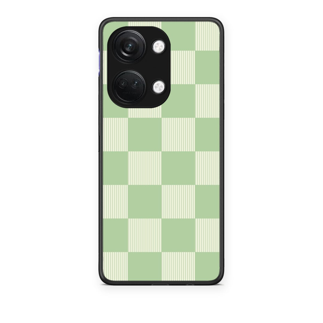 Θήκη OnePlus Nord 3 Sage and Cream Striped Checks από τη Smartfits με σχέδιο στο πίσω μέρος και μαύρο περίβλημα | OnePlus Nord 3 Sage and Cream Striped Checks case with colorful back and black bezels