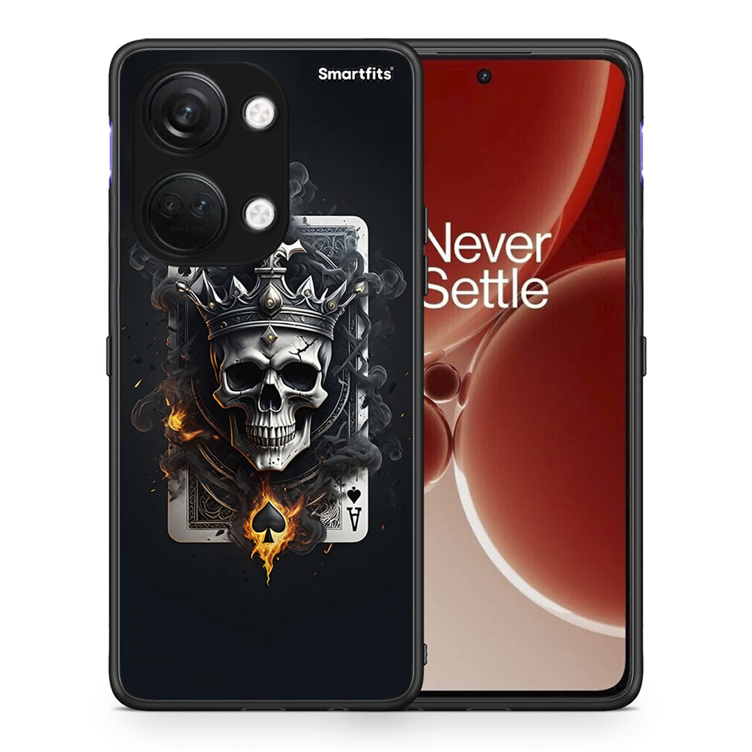 Θήκη OnePlus Nord 3 Skull King Ace από τη Smartfits με σχέδιο στο πίσω μέρος και μαύρο περίβλημα | OnePlus Nord 3 Skull King Ace case with colorful back and black bezels