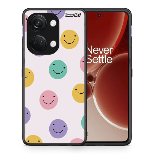 Θήκη OnePlus Nord 3 Smiley Faces από τη Smartfits με σχέδιο στο πίσω μέρος και μαύρο περίβλημα | OnePlus Nord 3 Smiley Faces case with colorful back and black bezels