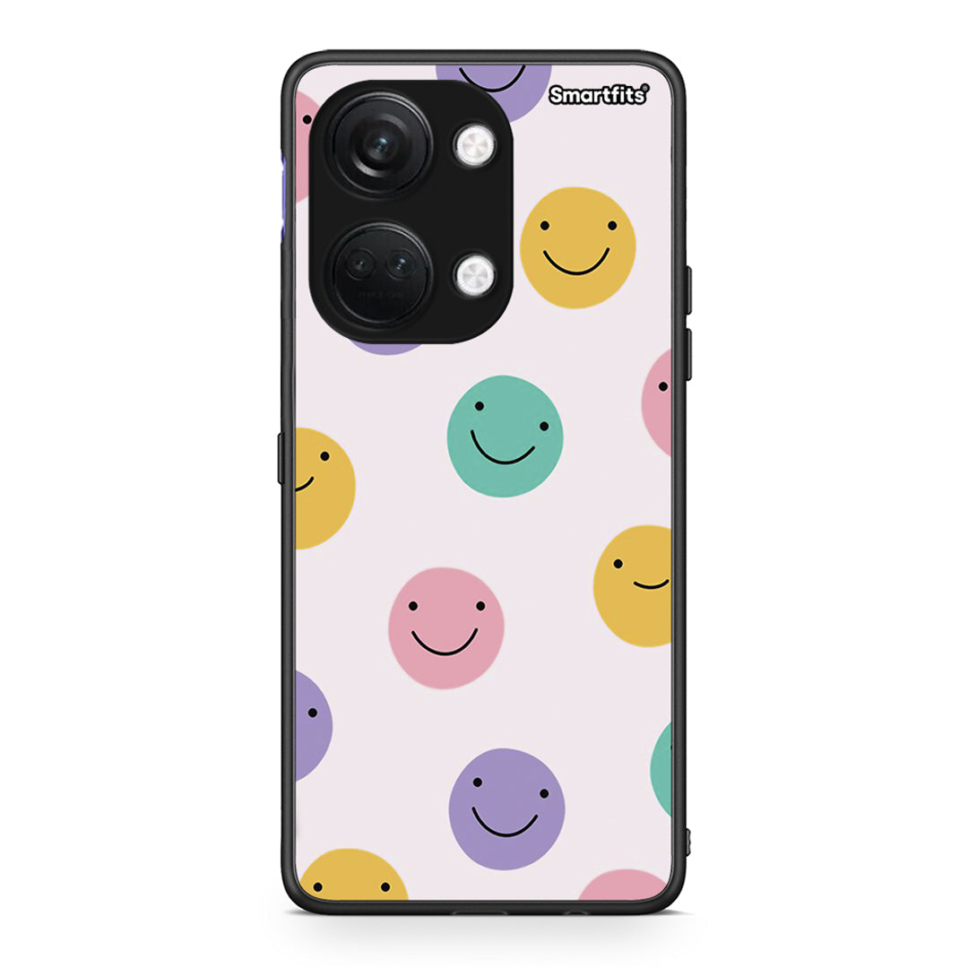 OnePlus Nord 3 Smiley Faces θήκη από τη Smartfits με σχέδιο στο πίσω μέρος και μαύρο περίβλημα | Smartphone case with colorful back and black bezels by Smartfits