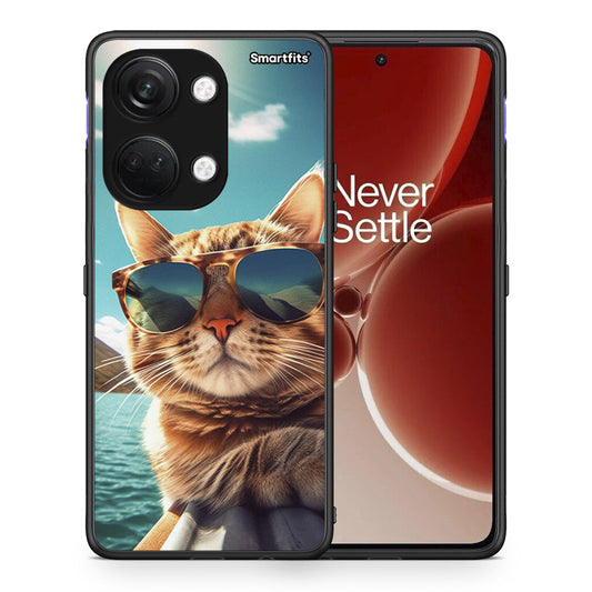 Θήκη OnePlus Nord 3 Summer Cat από τη Smartfits με σχέδιο στο πίσω μέρος και μαύρο περίβλημα | OnePlus Nord 3 Summer Cat case with colorful back and black bezels
