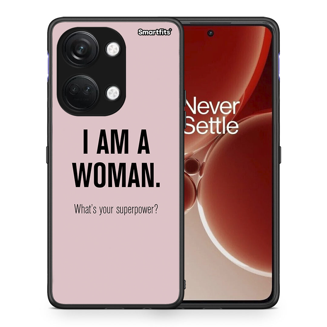 Θήκη OnePlus Nord 3 Superpower Woman από τη Smartfits με σχέδιο στο πίσω μέρος και μαύρο περίβλημα | OnePlus Nord 3 Superpower Woman case with colorful back and black bezels