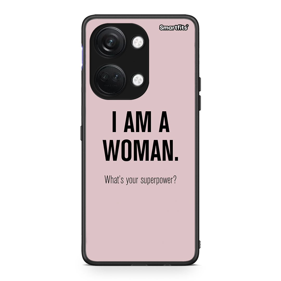 OnePlus Nord 3 Superpower Woman θήκη από τη Smartfits με σχέδιο στο πίσω μέρος και μαύρο περίβλημα | Smartphone case with colorful back and black bezels by Smartfits