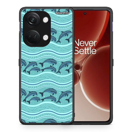Θήκη OnePlus Nord 3 Swimming Dolphins από τη Smartfits με σχέδιο στο πίσω μέρος και μαύρο περίβλημα | OnePlus Nord 3 Swimming Dolphins case with colorful back and black bezels