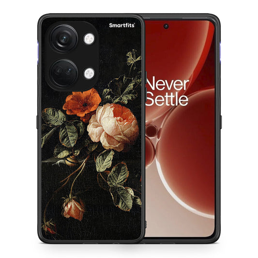 Θήκη OnePlus Nord 3 Vintage Roses από τη Smartfits με σχέδιο στο πίσω μέρος και μαύρο περίβλημα | OnePlus Nord 3 Vintage Roses case with colorful back and black bezels