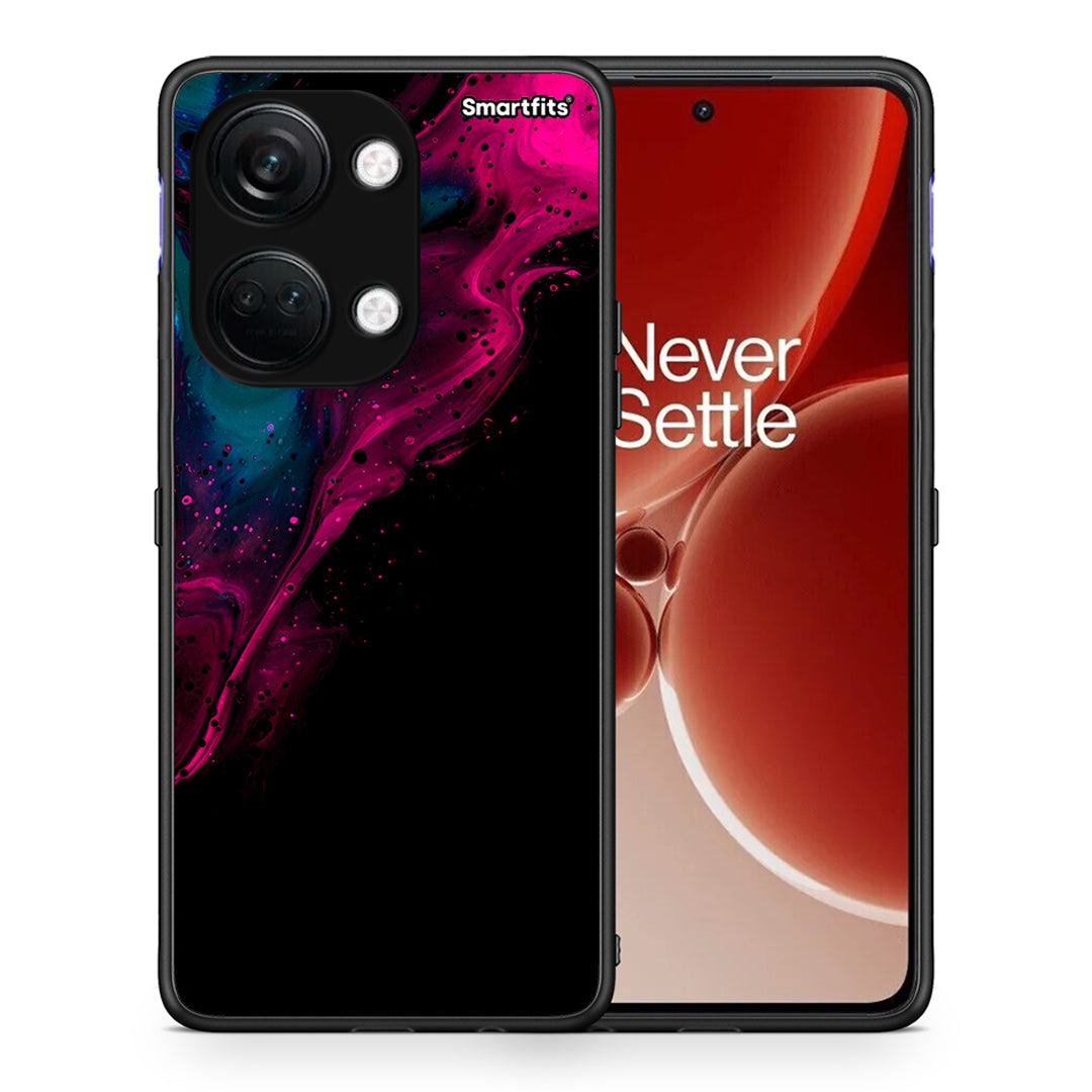 Θήκη OnePlus Nord 3 Pink Black Watercolor από τη Smartfits με σχέδιο στο πίσω μέρος και μαύρο περίβλημα | OnePlus Nord 3 Pink Black Watercolor case with colorful back and black bezels