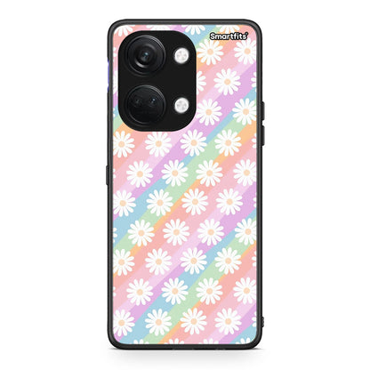 OnePlus Nord 3 White Daisies θήκη από τη Smartfits με σχέδιο στο πίσω μέρος και μαύρο περίβλημα | Smartphone case with colorful back and black bezels by Smartfits