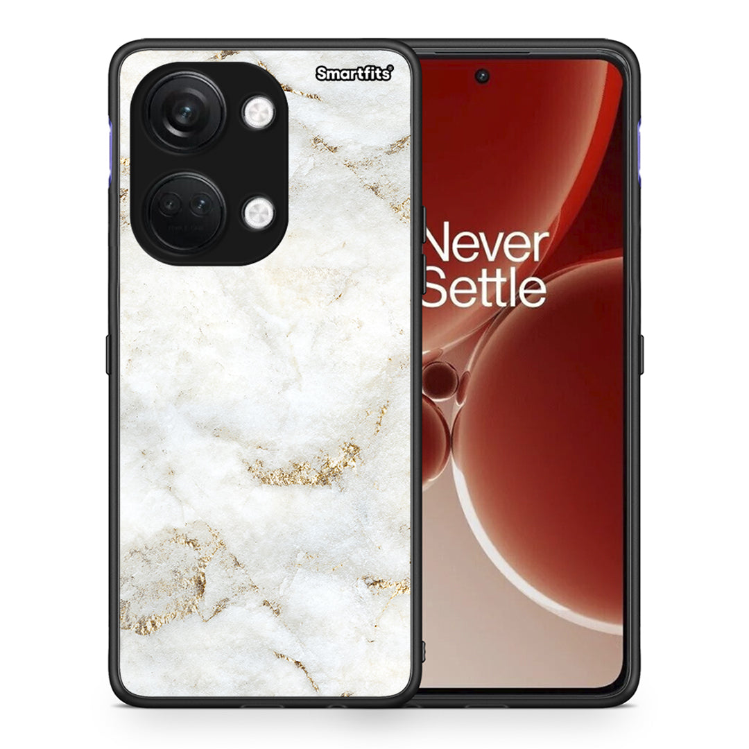 Θήκη OnePlus Nord 3 White Gold Marble από τη Smartfits με σχέδιο στο πίσω μέρος και μαύρο περίβλημα | OnePlus Nord 3 White Gold Marble case with colorful back and black bezels