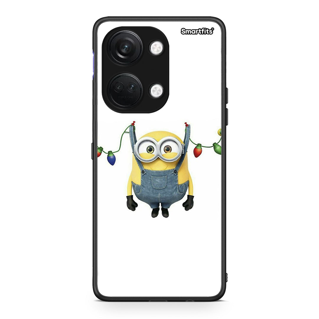 OnePlus Nord 3 Xmas Minion Lights θήκη από τη Smartfits με σχέδιο στο πίσω μέρος και μαύρο περίβλημα | Smartphone case with colorful back and black bezels by Smartfits
