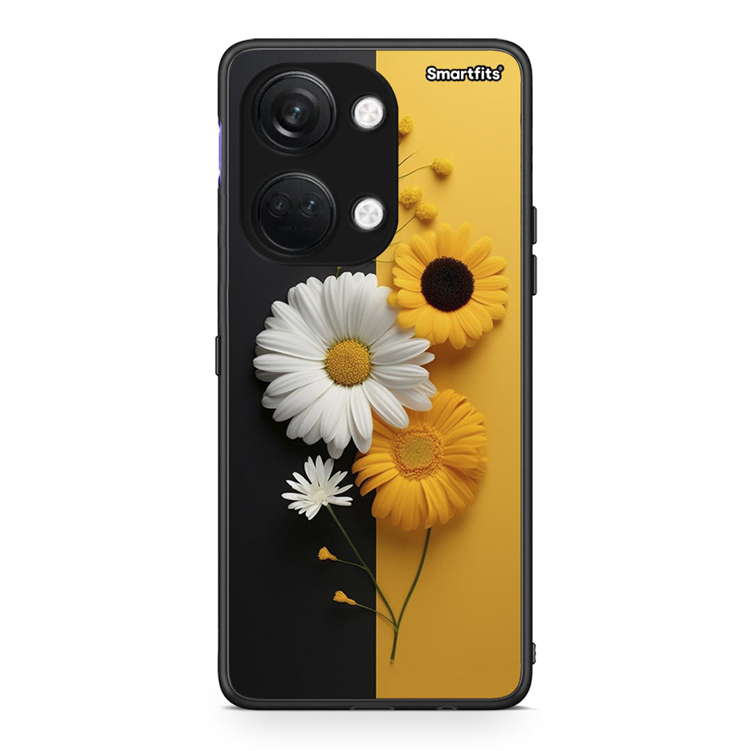 OnePlus Nord 3 Yellow Daisies θήκη από τη Smartfits με σχέδιο στο πίσω μέρος και μαύρο περίβλημα | Smartphone case with colorful back and black bezels by Smartfits