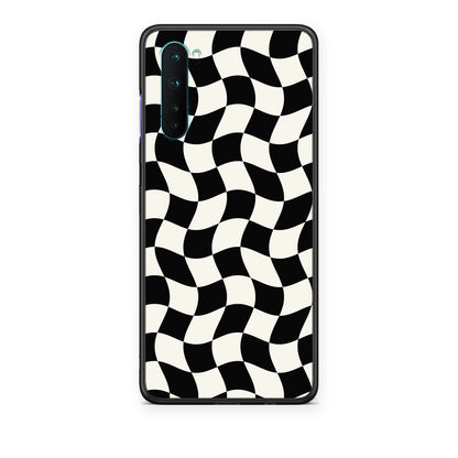 Θήκη OnePlus Nord 5G Black and Cream Wavy Checkerboard από τη Smartfits με σχέδιο στο πίσω μέρος και μαύρο περίβλημα | OnePlus Nord 5G Black and Cream Wavy Checkerboard case with colorful back and black bezels