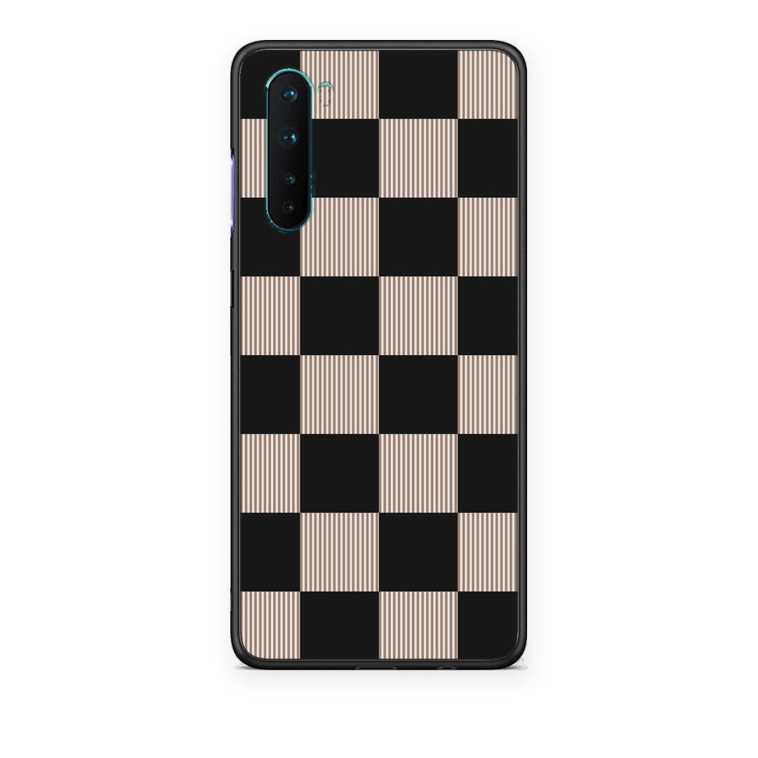 Θήκη OnePlus Nord 5G Black and Taupe Striped Checks από τη Smartfits με σχέδιο στο πίσω μέρος και μαύρο περίβλημα | OnePlus Nord 5G Black and Taupe Striped Checks case with colorful back and black bezels