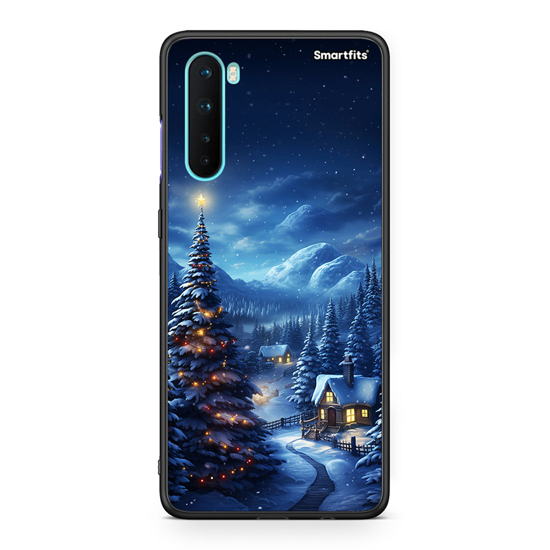 OnePlus Nord 5G Christmas Scenery θήκη από τη Smartfits με σχέδιο στο πίσω μέρος και μαύρο περίβλημα | Smartphone case with colorful back and black bezels by Smartfits