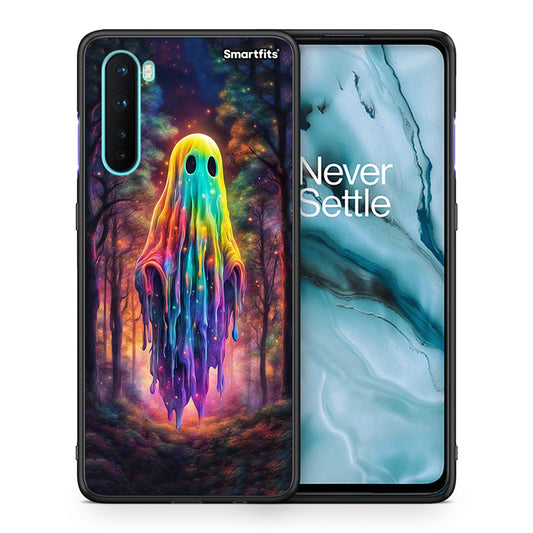 Θήκη OnePlus Nord 5G Halloween Ghost από τη Smartfits με σχέδιο στο πίσω μέρος και μαύρο περίβλημα | OnePlus Nord 5G Halloween Ghost case with colorful back and black bezels