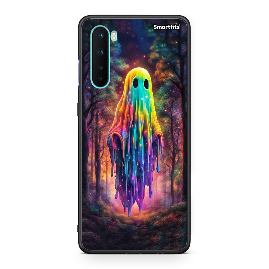 OnePlus Nord 5G Halloween Ghost θήκη από τη Smartfits με σχέδιο στο πίσω μέρος και μαύρο περίβλημα | Smartphone case with colorful back and black bezels by Smartfits