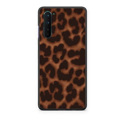 Θήκη OnePlus Nord 5G Leopard Print Dark Brown από τη Smartfits με σχέδιο στο πίσω μέρος και μαύρο περίβλημα | OnePlus Nord 5G Leopard Print Dark Brown case with colorful back and black bezels