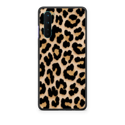 Θήκη OnePlus Nord 5G Leopard Print Tan Small από τη Smartfits με σχέδιο στο πίσω μέρος και μαύρο περίβλημα | OnePlus Nord 5G Leopard Print Tan Small case with colorful back and black bezels