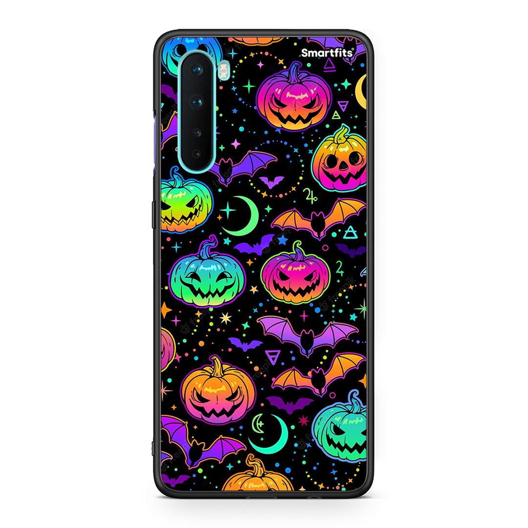OnePlus Nord 5G Neon Halloween θήκη από τη Smartfits με σχέδιο στο πίσω μέρος και μαύρο περίβλημα | Smartphone case with colorful back and black bezels by Smartfits