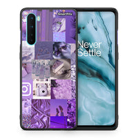 Thumbnail for Θήκη OnePlus Nord 5G Purple Aesthetic Collage από τη Smartfits με σχέδιο στο πίσω μέρος και μαύρο περίβλημα | OnePlus Nord 5G Purple Aesthetic Collage case with colorful back and black bezels