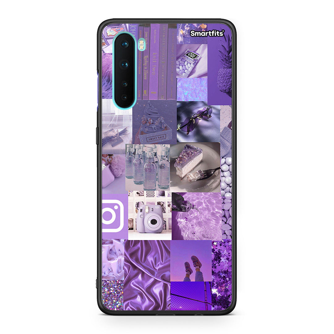 OnePlus Nord 5G Purple Aesthetic Collage θήκη από τη Smartfits με σχέδιο στο πίσω μέρος και μαύρο περίβλημα | Smartphone case with colorful back and black bezels by Smartfits