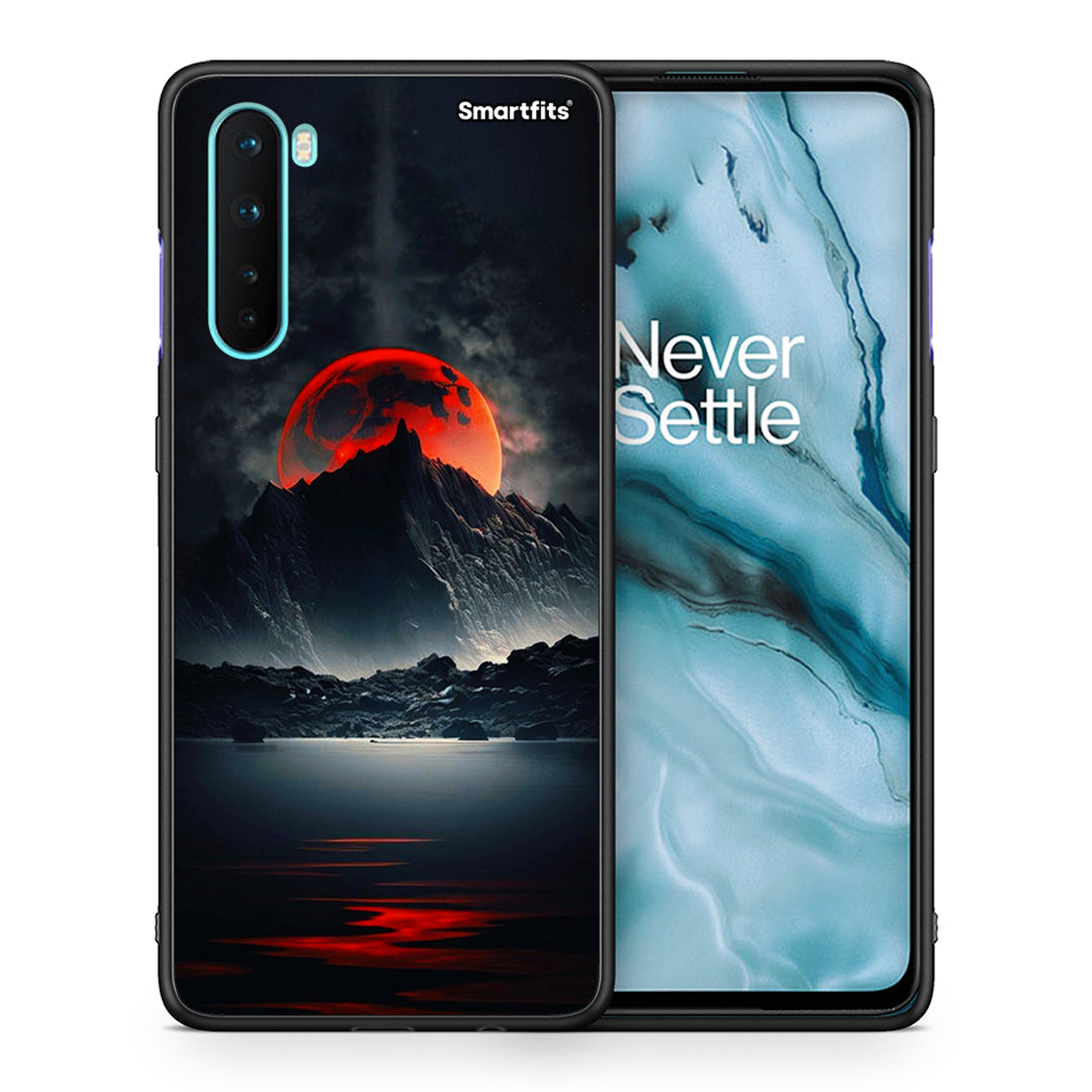 Θήκη OnePlus Nord 5G Red Full Moon από τη Smartfits με σχέδιο στο πίσω μέρος και μαύρο περίβλημα | OnePlus Nord 5G Red Full Moon case with colorful back and black bezels