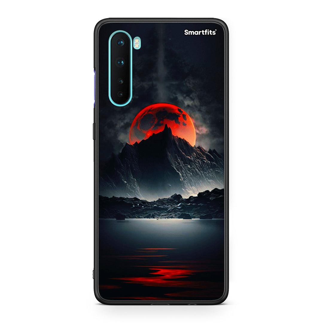 OnePlus Nord 5G Red Full Moon θήκη από τη Smartfits με σχέδιο στο πίσω μέρος και μαύρο περίβλημα | Smartphone case with colorful back and black bezels by Smartfits