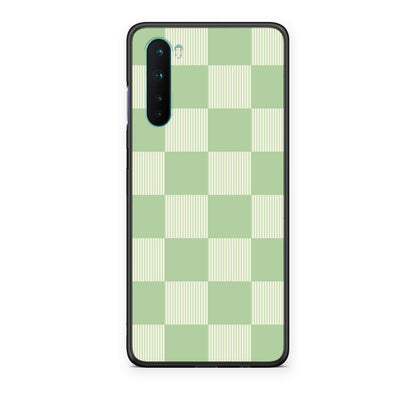 Θήκη OnePlus Nord 5G Sage and Cream Striped Checks από τη Smartfits με σχέδιο στο πίσω μέρος και μαύρο περίβλημα | OnePlus Nord 5G Sage and Cream Striped Checks case with colorful back and black bezels