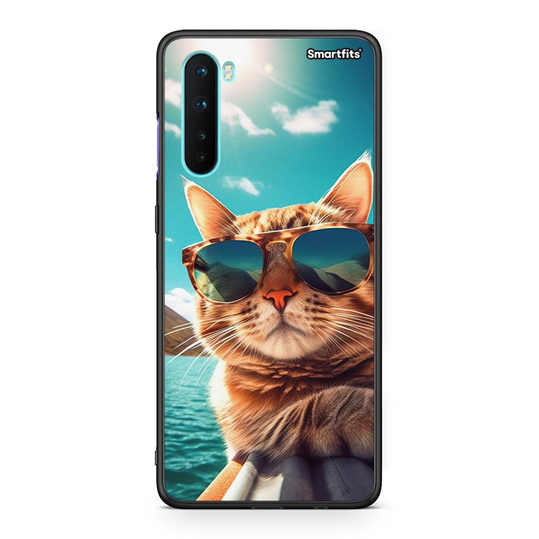 OnePlus Nord 5G Summer Cat θήκη από τη Smartfits με σχέδιο στο πίσω μέρος και μαύρο περίβλημα | Smartphone case with colorful back and black bezels by Smartfits