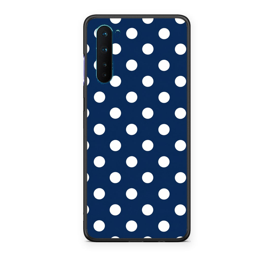 Θήκη OnePlus Nord 5G White Large Polka Dots on Navy από τη Smartfits με σχέδιο στο πίσω μέρος και μαύρο περίβλημα | OnePlus Nord 5G White Large Polka Dots on Navy case with colorful back and black bezels