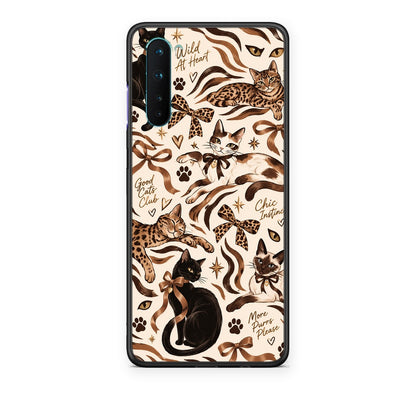 Θήκη OnePlus Nord 5G Wild Cats and Animal Print Collage από τη Smartfits με σχέδιο στο πίσω μέρος και μαύρο περίβλημα | OnePlus Nord 5G Wild Cats and Animal Print Collage case with colorful back and black bezels