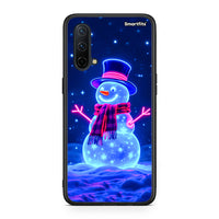 Thumbnail for OnePlus Nord CE 5G Christmas Neon Snowman θήκη από τη Smartfits με σχέδιο στο πίσω μέρος και μαύρο περίβλημα | Smartphone case with colorful back and black bezels by Smartfits