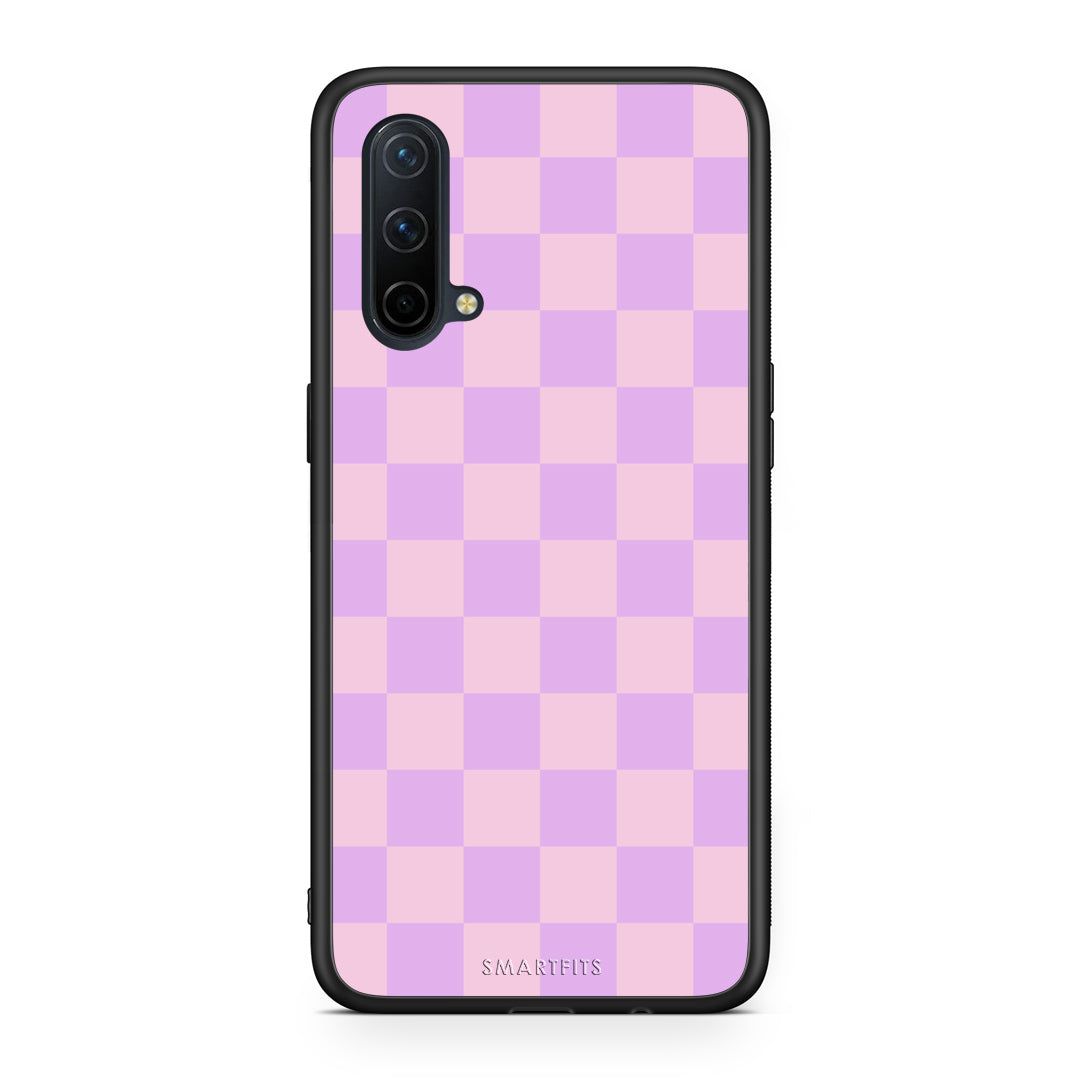 Θήκη OnePlus Nord CE 5G Lavender and Pink Checkerboard από τη Smartfits με σχέδιο στο πίσω μέρος και μαύρο περίβλημα | OnePlus Nord CE 5G Lavender and Pink Checkerboard case with colorful back and black bezels