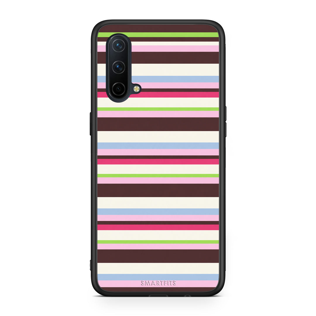 Θήκη OnePlus Nord CE 5G Multicolour Horizontal Stripes από τη Smartfits με σχέδιο στο πίσω μέρος και μαύρο περίβλημα | OnePlus Nord CE 5G Multicolour Horizontal Stripes case with colorful back and black bezels