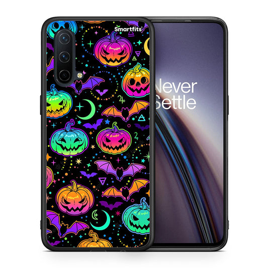 Θήκη OnePlus Nord CE 5G Neon Halloween από τη Smartfits με σχέδιο στο πίσω μέρος και μαύρο περίβλημα | OnePlus Nord CE 5G Neon Halloween case with colorful back and black bezels