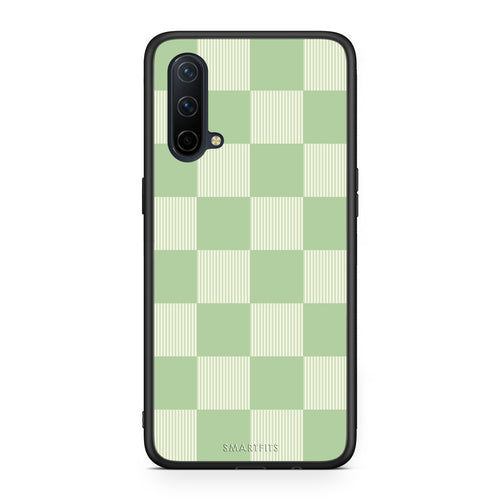 Θήκη OnePlus Nord CE 5G Sage and Cream Striped Checks από τη Smartfits με σχέδιο στο πίσω μέρος και μαύρο περίβλημα | OnePlus Nord CE 5G Sage and Cream Striped Checks case with colorful back and black bezels