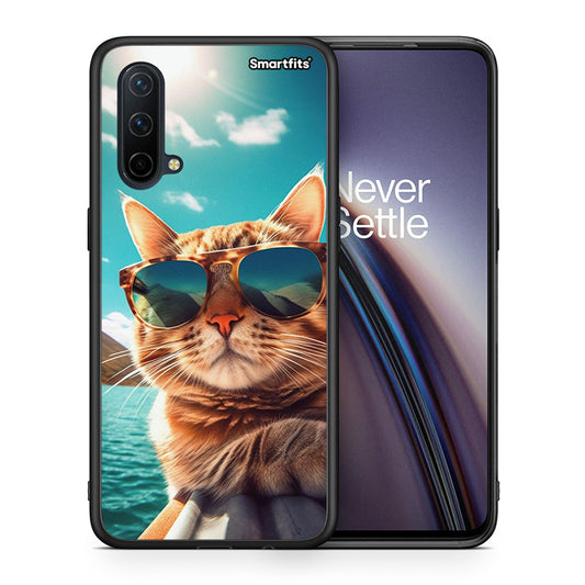 Θήκη OnePlus Nord CE 5G Summer Cat από τη Smartfits με σχέδιο στο πίσω μέρος και μαύρο περίβλημα | OnePlus Nord CE 5G Summer Cat case with colorful back and black bezels