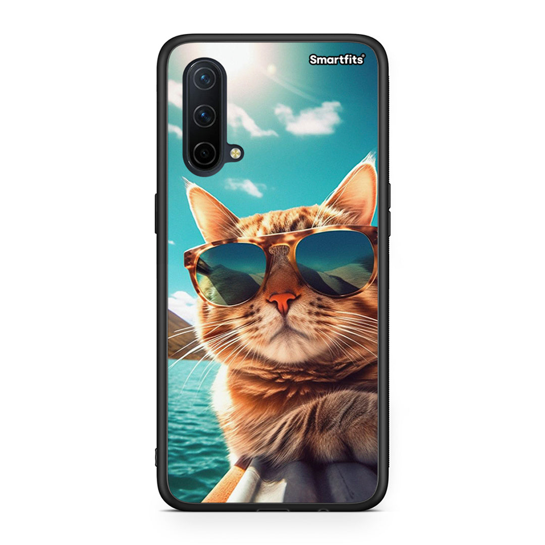 OnePlus Nord CE 5G Summer Cat θήκη από τη Smartfits με σχέδιο στο πίσω μέρος και μαύρο περίβλημα | Smartphone case with colorful back and black bezels by Smartfits