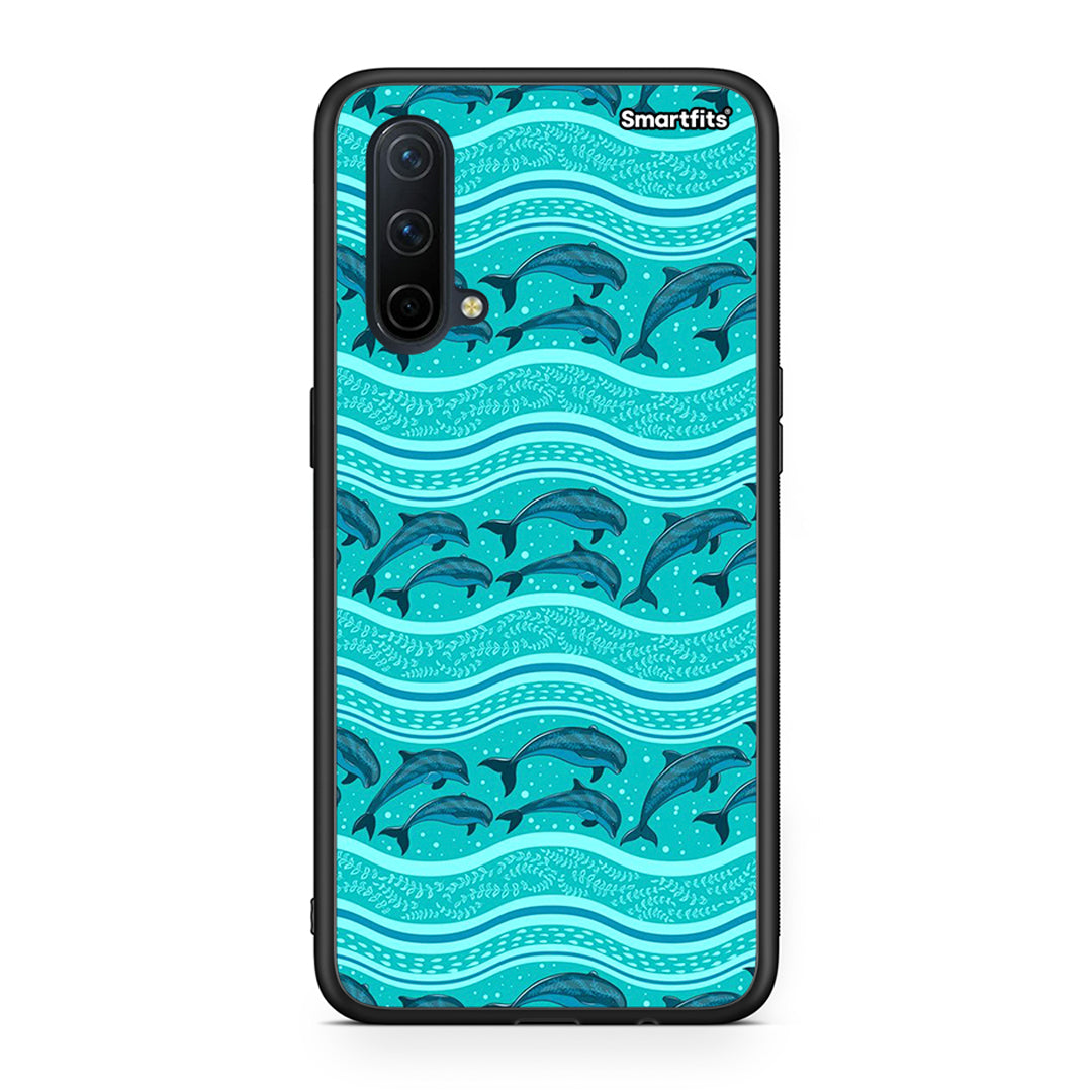 OnePlus Nord CE 5G Swimming Dolphins θήκη από τη Smartfits με σχέδιο στο πίσω μέρος και μαύρο περίβλημα | Smartphone case with colorful back and black bezels by Smartfits