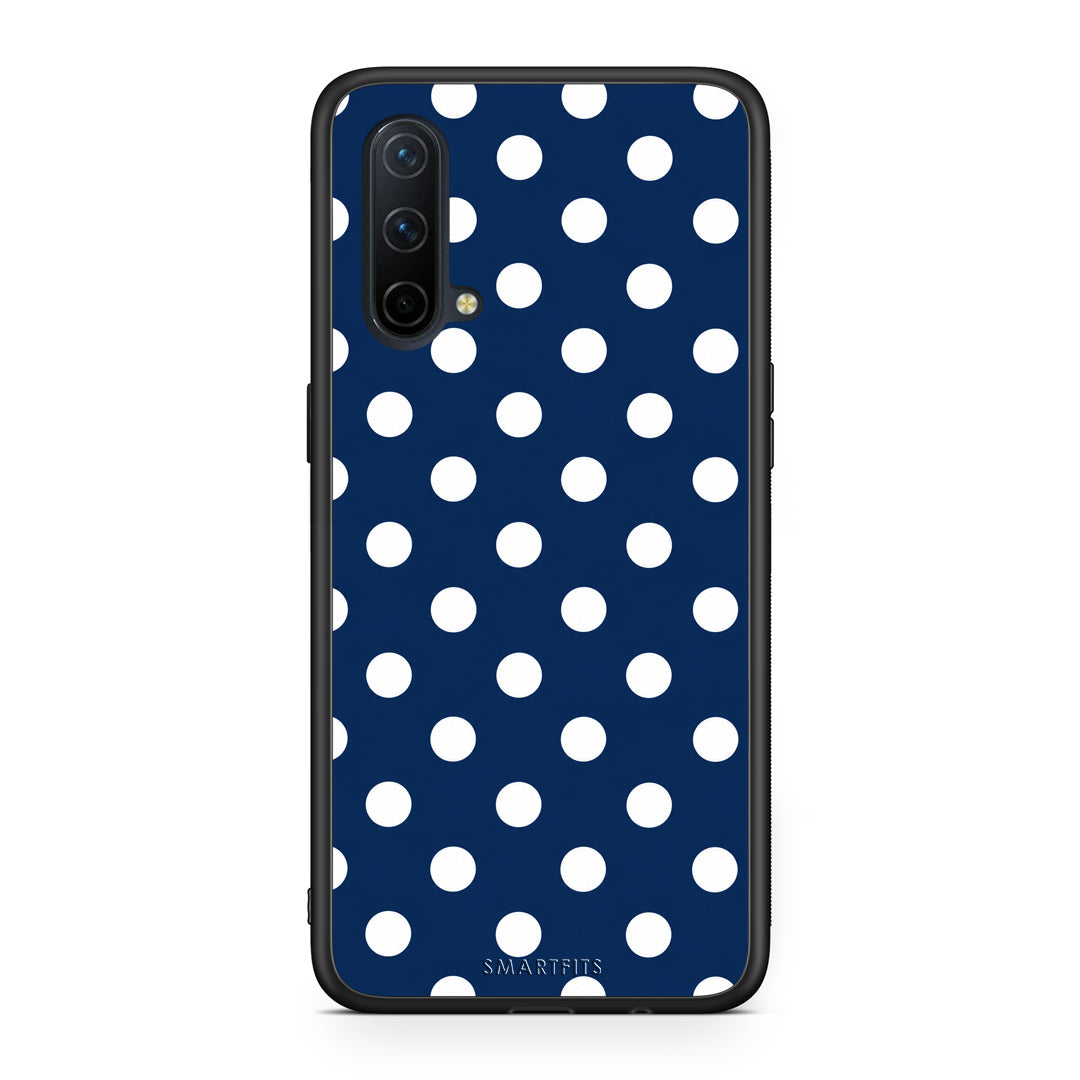 Θήκη OnePlus Nord CE 5G White Large Polka Dots on Navy από τη Smartfits με σχέδιο στο πίσω μέρος και μαύρο περίβλημα | OnePlus Nord CE 5G White Large Polka Dots on Navy case with colorful back and black bezels