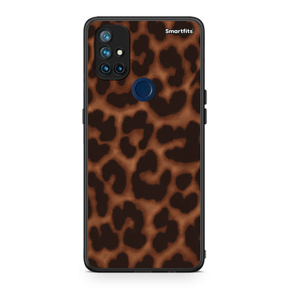 Θήκη OnePlus Nord N10 5G Leopard Print Dark Brown από τη Smartfits με σχέδιο στο πίσω μέρος και μαύρο περίβλημα | OnePlus Nord N10 5G Leopard Print Dark Brown case with colorful back and black bezels