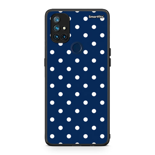Θήκη OnePlus Nord N10 5G White Small Polka Dots on Navy από τη Smartfits με σχέδιο στο πίσω μέρος και μαύρο περίβλημα | OnePlus Nord N10 5G White Small Polka Dots on Navy case with colorful back and black bezels