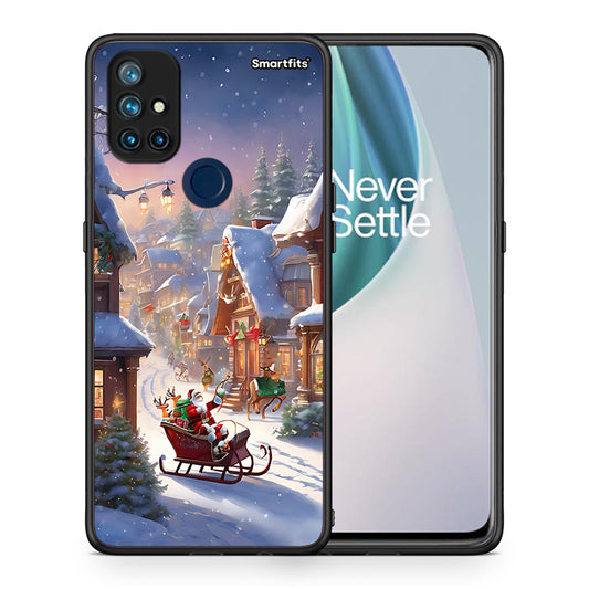 Θήκη OnePlus Nord N10 5G Christmas Snow από τη Smartfits με σχέδιο στο πίσω μέρος και μαύρο περίβλημα | OnePlus Nord N10 5G Christmas Snow case with colorful back and black bezels