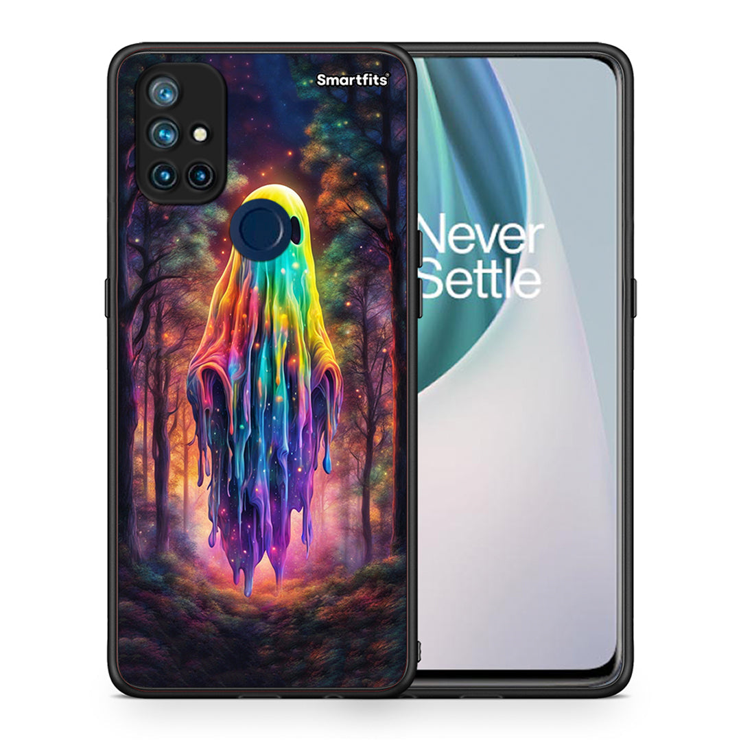 Θήκη OnePlus Nord N10 5G Halloween Ghost από τη Smartfits με σχέδιο στο πίσω μέρος και μαύρο περίβλημα | OnePlus Nord N10 5G Halloween Ghost case with colorful back and black bezels