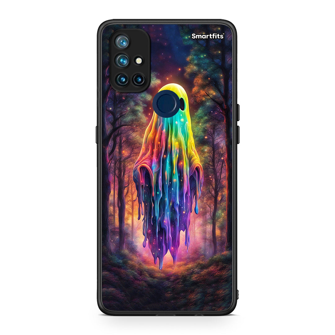 OnePlus Nord N10 5G Halloween Ghost θήκη από τη Smartfits με σχέδιο στο πίσω μέρος και μαύρο περίβλημα | Smartphone case with colorful back and black bezels by Smartfits