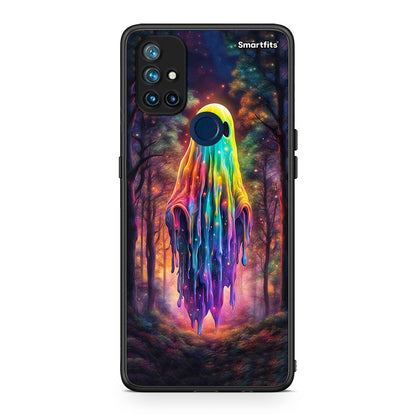 OnePlus Nord N10 5G Halloween Ghost θήκη από τη Smartfits με σχέδιο στο πίσω μέρος και μαύρο περίβλημα | Smartphone case with colorful back and black bezels by Smartfits