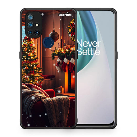 Θήκη OnePlus Nord N10 5G Home For Christmas από τη Smartfits με σχέδιο στο πίσω μέρος και μαύρο περίβλημα | OnePlus Nord N10 5G Home For Christmas case with colorful back and black bezels