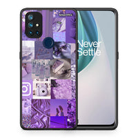 Thumbnail for Θήκη OnePlus Nord N10 5G Purple Aesthetic Collage από τη Smartfits με σχέδιο στο πίσω μέρος και μαύρο περίβλημα | OnePlus Nord N10 5G Purple Aesthetic Collage case with colorful back and black bezels